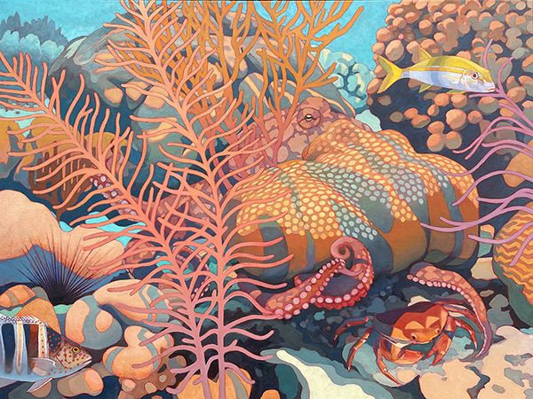 Sneaky - Oil painting with octopus